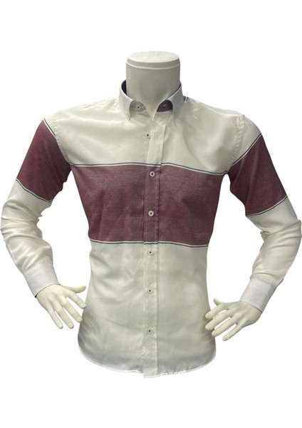 Klasik %100 Cotton Uzun Kollu Terletmeyen Kışlık Flanel Kumaş 2 Renkli Çizgili Gömlek (Regular Kalıp) fiyatları