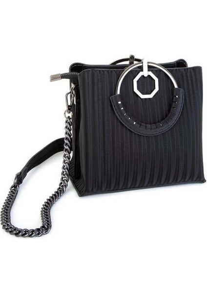 Kadın Çapraz Çanta Zincirli Şık Çanta Siyah Cosmos
