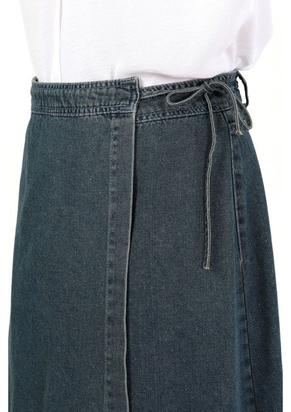 Yandan Bağlamalı Denim Etek- Mavi fiyatları