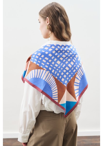 Desenli Orta Boy Saten Fular Lush