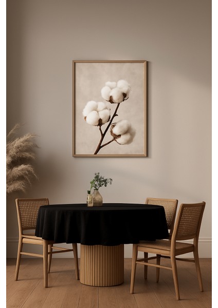 Buldan Pamuklu Keten Yuvarlak Masa Örtüsü