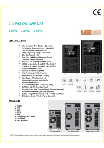 Wlf 3 Kva Online Kesintisiz Güç Kaynağı (UPS) fiyatları