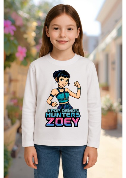 Kpop Demon Hunters Huntrix Zoey Uzun Kollu Baskılı Kız Çocuk Tişört (4-13 Yaş) fiyatları