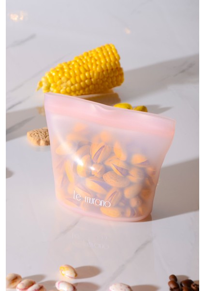 Mood Hava Sızdırmaz Kilitli Silikon Saklama Torbası 250 ml | Pembe