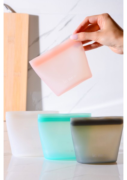 Mood Hava Sızdırmaz Kilitli Silikon Saklama Torbası 250 ml | Pembe modelleri