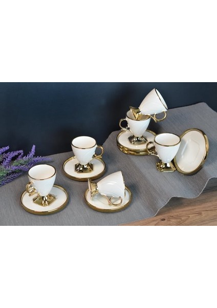 Bethany Gold Detaylı 6 Kişilik Kahve Fincan Takımı