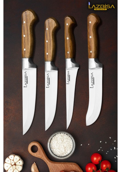 Hand Craft Mutfak Bıçak Seti Et Ekmek Sebze Salata Börek Bıçağı 4 Lü Set Hds-32