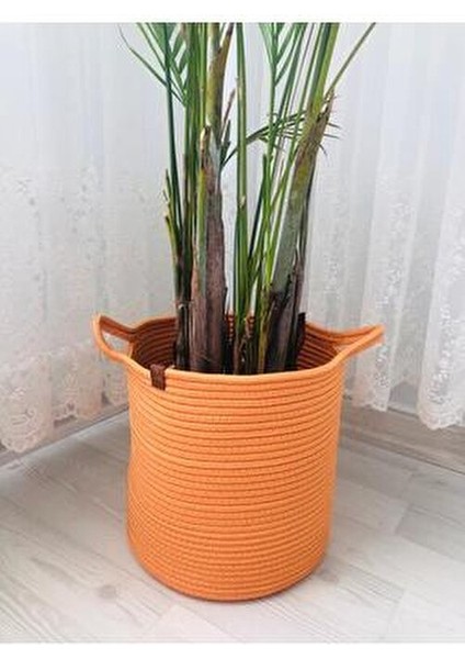 Hasır Sepet Oyuncak Sepeti Çok Amaçlı Düzenleyici Saksılık 25 x 25 Turunca indirimleri