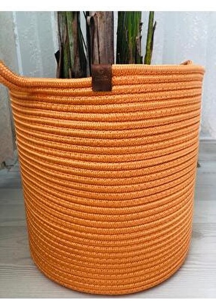 Hasır Sepet Oyuncak Sepeti Çok Amaçlı Düzenleyici Saksılık 25 x 25 Turunca