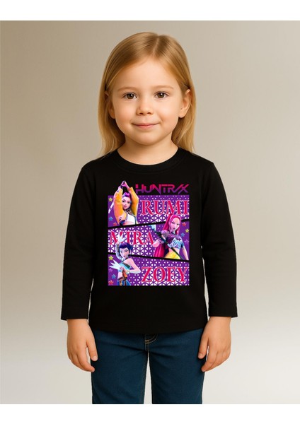 Kpop Demon Hunters Huntrix Uzun Kollu Baskılı Kız Çocuk Tişört (4-13 Yaş) modelleri