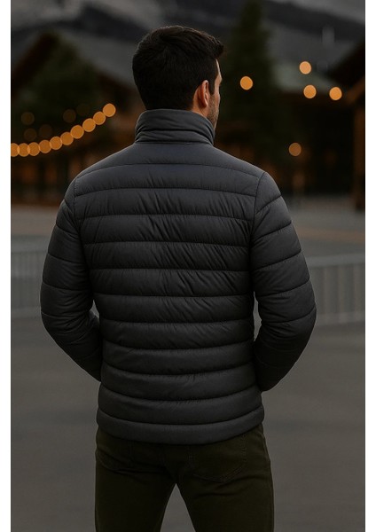Erkek Trend Günlük Dik Yaka Kışlık Füme Şişme Mont indirimleri