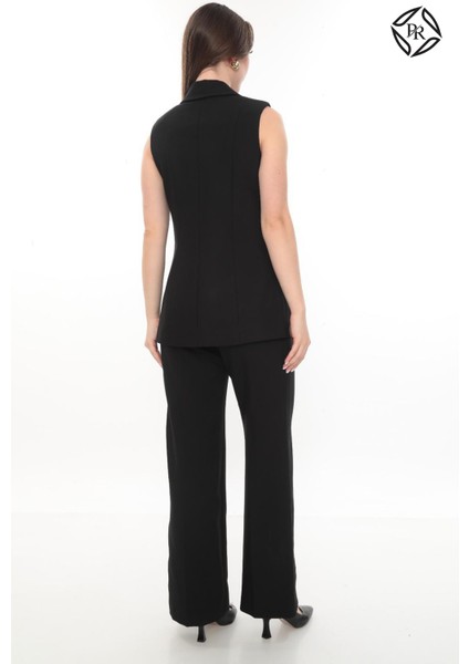 Kadın Rahat Kesim Astarlı Kolsuz Blazer Ceket Pantolon Takım Elbise fırsatları