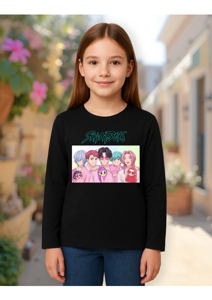 Kpop Demon Hunters Saja Boys Uzun Kollu Baskılı Kız Çocuk Tişört (4-13 Yaş) fiyatları