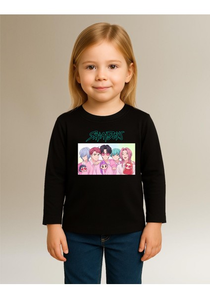 Kpop Demon Hunters Saja Boys Uzun Kollu Baskılı Kız Çocuk Tişört (4-13 Yaş) modelleri