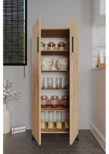 Kayra 2 Kapaklı 5 Raflı Boy Dolabı Çok Amaçlı Dolap Kiler Dolabı Mutfak Dolabı, Çam fiyatları