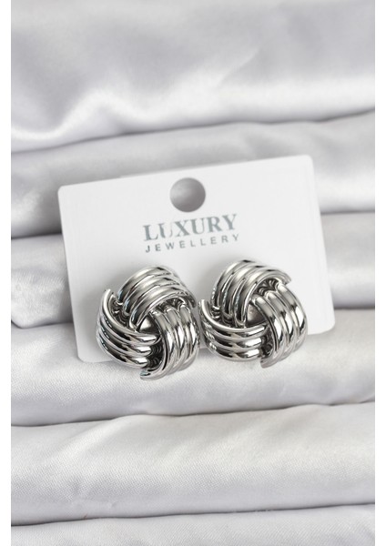 Pirinç Sarmal Gümüş Renk Kadın Küpe Öğretmenler Sevgililer Kadınlar ve Anneler Günü Hediyesi