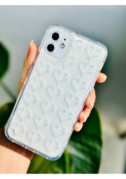 Iphone 11 Uyumlu 3D Kalp Kabartma Desenli Darbe Önleyici Kamera Korumalı Şeffaf Silikon Kılıf fiyatları