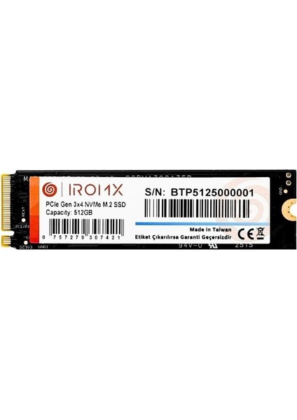 512GB 3000/2000MB/S M2 Pcıe Gen3 Nvme SSD IR512GNVP3