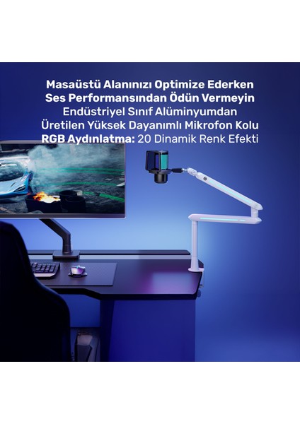 STD191LW Elysium Profesyonel Rgb Işıklı Amortisörlü Yayıncı Stüdyo Mikrofon Kolu modelleri