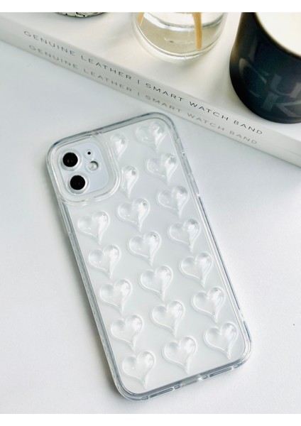 Iphone 11 Uyumlu 3D Kalp Kabartma Desenli Darbe Önleyici Kamera Korumalı Şeffaf Silikon Kılıf indirimleri