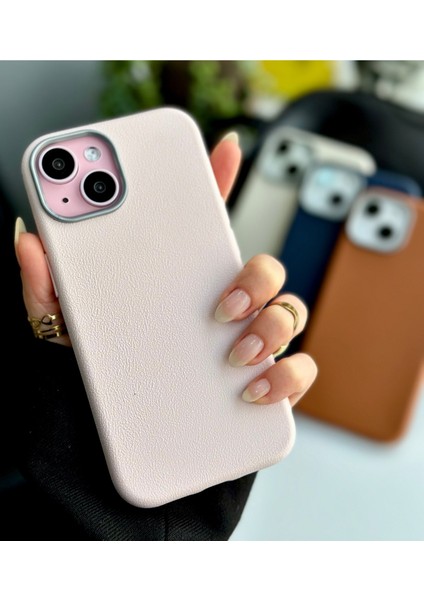 Iphone 13 - 14 - 15 Uyumlu Estetik Dokulu Deri Görünümlü Esnek Silikon Kılıf