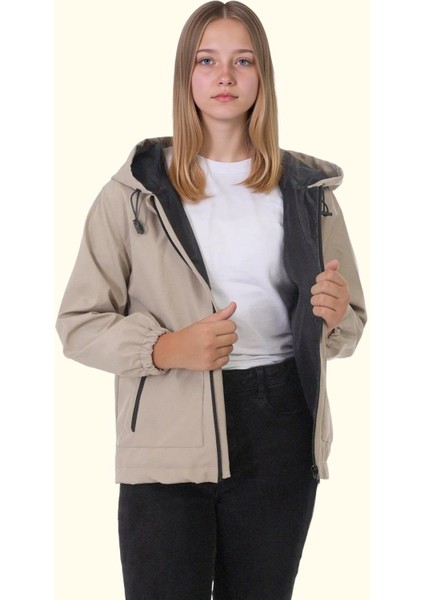 Kız Çocuk Astarlı Su ve Rüzgar Geçirmez Kapüşonlu Çift Fermuarlı Yağmurluk modelleri