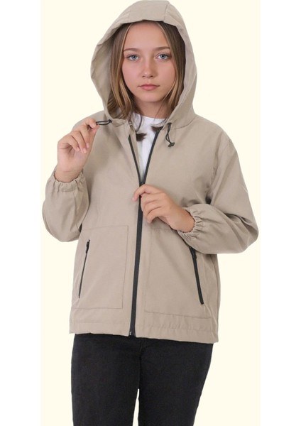 Kız Çocuk Astarlı Su ve Rüzgar Geçirmez Kapüşonlu Çift Fermuarlı Yağmurluk fırsatları
