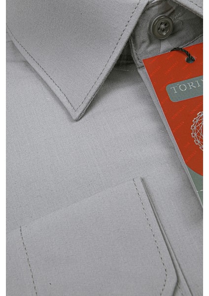 Klasik Fit Geniş Kesim Tek Cepli Kolay Ütülenebilen Mevsimlik Uzun Kollu Düz Renk Erkek Gömlek