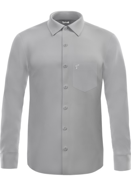 Klasik Fit Geniş Kesim Tek Cepli Kolay Ütülenebilen Mevsimlik Uzun Kollu Düz Renk Erkek Gömlek fiyatları