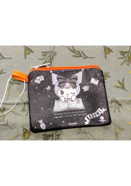 Çocuk Fermuarlı Para Çantası Kuromi Hello Kitty Figürlü Suni Deri