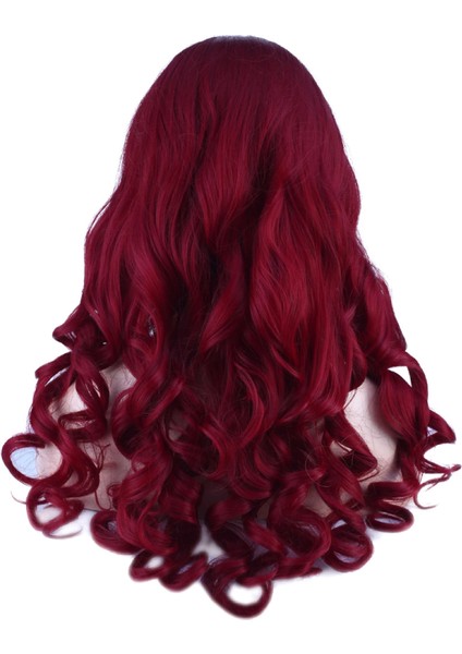 Dalgalı Perçemli Uzun Fiber Sentetik Peruk - Kızıl indirimleri