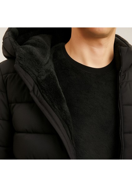 Erkek Deri Içi Yünlü Şişme Mont (Fermarlı Kapşonlu) fırsatları