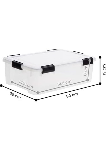 Ohyama Hava Geçirmez Plastik Saklama Kutuları, Kapaklı, 30 L, 6'lı Set, Şeffaf, Hermetik Su Geçirmez Kilit, Sağlam Yaylı Kilitler, Istiflenebilir, Toz Koruması, Bpa Içermez, At-Ls modelleri