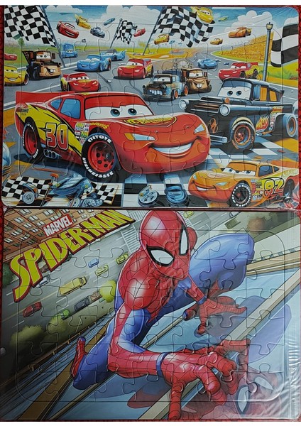 2 Adet Puzzle Yap Boz (33CM*23CM*42PARÇA) (Arabalar / Örümcek Ad. )