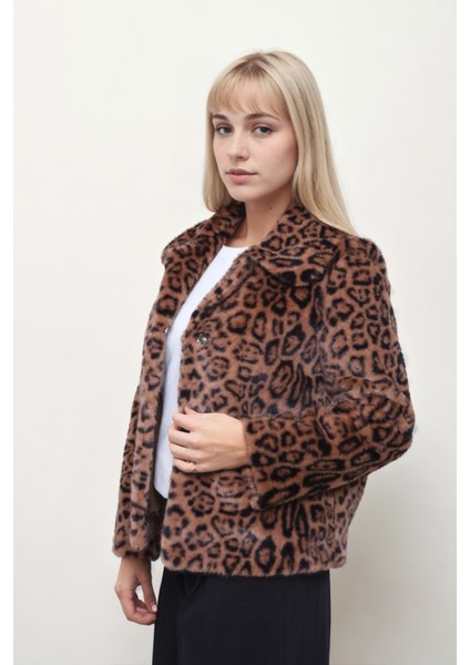 Leopar Desen Yumoş Çıtçıtlı Ceket modelleri