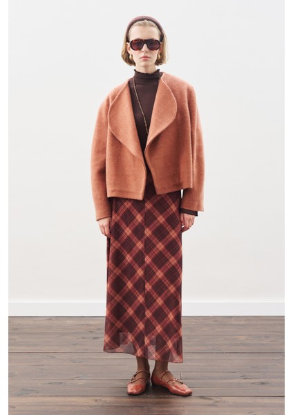 Desenli Tül Etek Kahverengi Ekose fırsatları