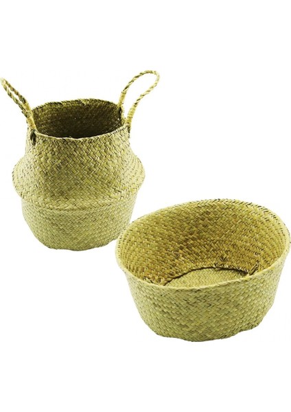2ın1: Kulplu - Kulpsuz Hasır Organizer Sepet Ç: 33---25CMY:15-30CM (K95)