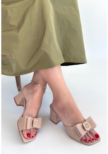 Veor Nude Cilt Topuklu Terlik - Lisinya