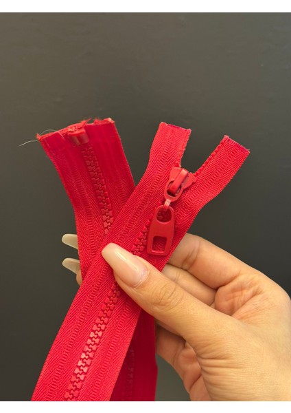 52X3 cm Kırmızı Dişli Fermuar