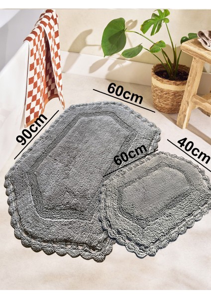 Exgena Gri 2li %100 Pamuklu Banyo Paspas Seti modelleri