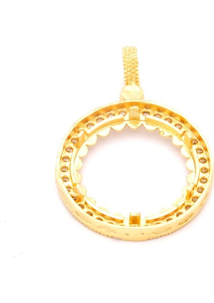 Altın Kaplama Yarım Çerçevesi Beyaz Zirkon Taşlı Kolye Ucu TGR-258 modelleri