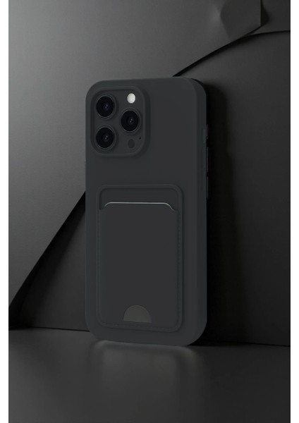 iPhone 16 Pro Max Kılıf Kelvin Kartvizitli Silikon - Siyah - FKU6774-3519