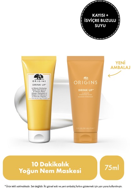 Drink Up Kayısı ve İsviçre Buzul Suyu İçerikli 10 Dakikalık Yoğun Nem Maskesi 75 ml