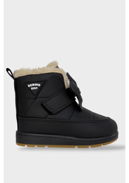 İçi Kürklü Cırtlı Kız Çocuk Bebek Ayakkabısı SİYAH