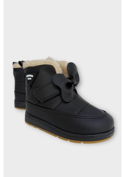 İçi Kürklü Cırtlı Kız Çocuk Bebek Ayakkabısı SİYAH