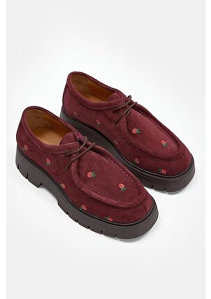 Freya Bordo Süet Hakiki Deri Kadın Loafer indirimleri