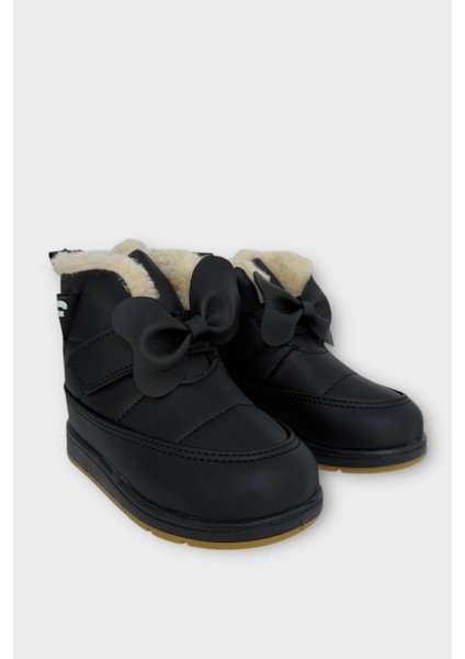 İçi Kürklü Cırtlı Kız Çocuk Bebek Ayakkabısı SİYAH