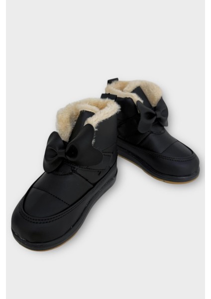 İçi Kürklü Cırtlı Kız Çocuk Bebek Ayakkabısı SİYAH