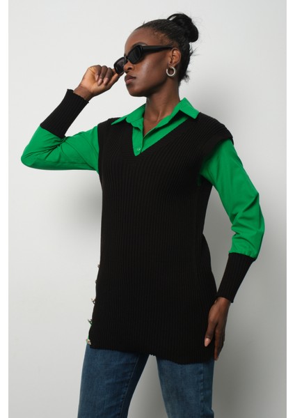 Fitilli Triko Süveterli Gömlek Ikili Kombin fiyatları