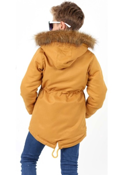 Erkek Çocuk Su Geçirmez Çıkarılabilir Kapüşonlu Pelüş Kürk Astarlı Uzun Mont Kaban modelleri